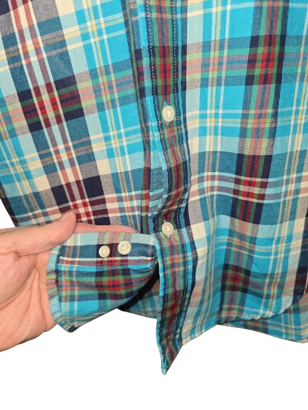 Ralph Lauren Boys Plaid Button-Down Long Sleeve Collar Shirt 100% Cotton Size 7